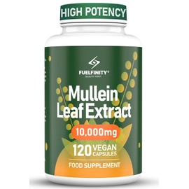 Mullein Leaf Extract for Lungs - 10,000 mg – Lung Cleanse & Lung Detox for Smokers – 120 Capsules - High Strength Respiratory Support - FuelFinity® - Vegan