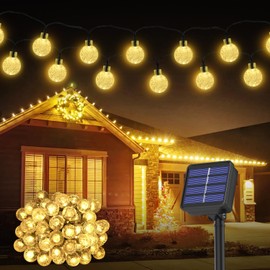 Solar Garden Lights Outdoor, 43.3Ft 60LED Solar String Lights, Solar Fairy Garden Lights Waterproof 8 Mode Crystal Ball Lights Decorative Easter, Garden, Yard, Parties(Memory Function+Warm White)