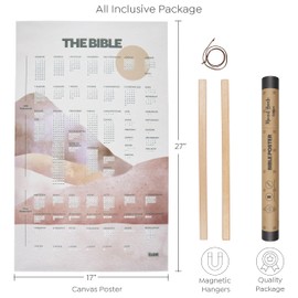 BLIEVE - Books Of The Bible Poster Canvas With Magnetic Poster Hanger, Bible Reading Tracker Year In The Bible, Biblical Planner Chart and Timeline Bible Study Supplies, Christian Gifts (Mount Horeb, 26" x 17", Poster + Hanger)