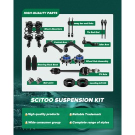SCITOO 10-PC SET Suspension Kit for 2001-2005 For Ford Explorer Sport Trac - Upper Control Arm Inner Outer Tie Rod End Sway Bar Link Lower Ball Joint