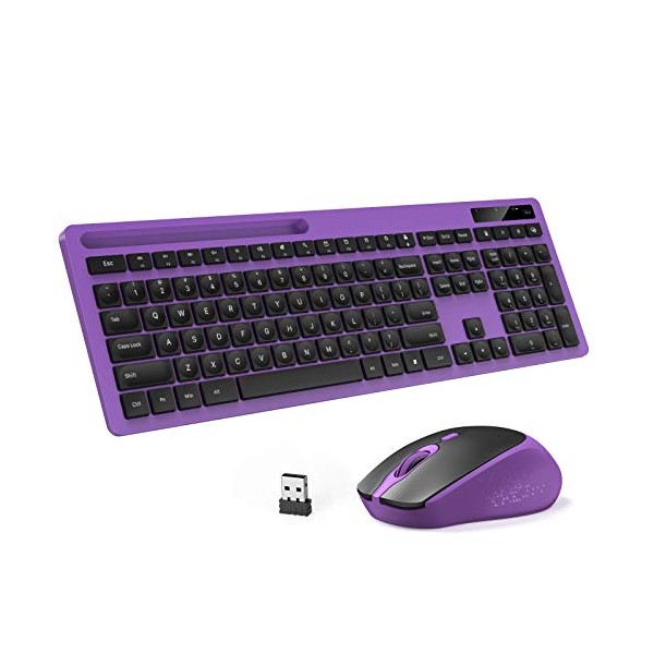 Wireless Keyboard and Mouse Combo - Keyboard with Phone Holder,