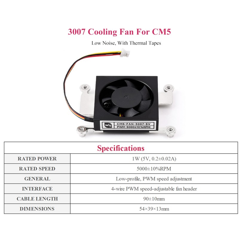 Dedicated 3007 Cooling Fan Compatibe with RPi Compute Module 5,
