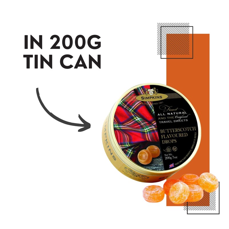 Simpkins Butterscotch Flavored Travel Sweets 200g ( 3 Pack)