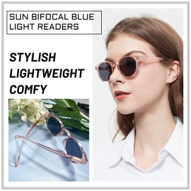 OCCI CHIARI Cute Bifocal Reading Glasses Blue Light Sunglasses Readers for Women Pink +3.0