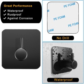 Nolimas Self Adhesive Towel Hooks, Heavy Duty Wall Hooks, Waterproof SUS304 Stainless Steel Hooks for Hanging Coat,Hat,Towel Robe Hook Rack Bathroom and Bedroom, Matte Black-6 Packs