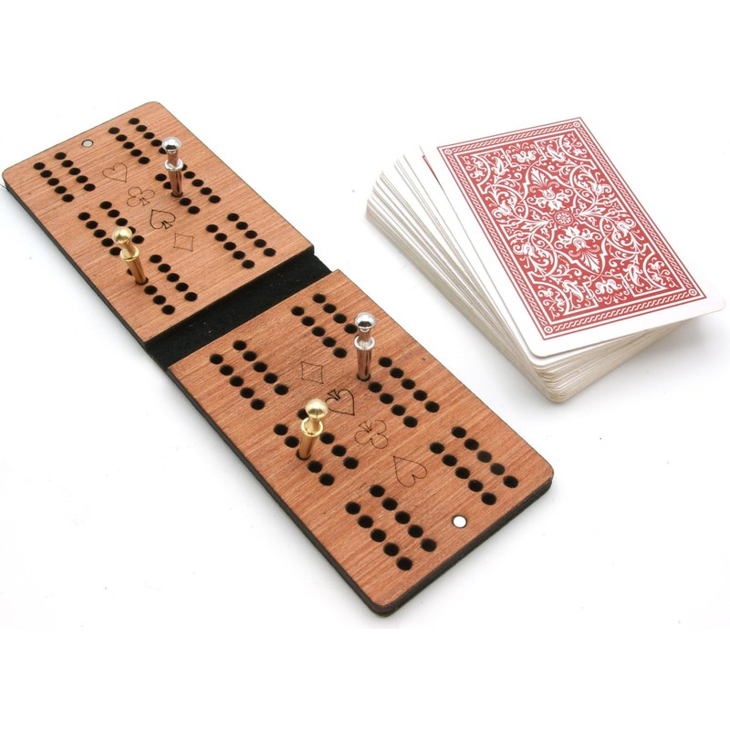Black Leather travel cribbage set, British made