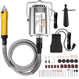 1200W Flex Shaft Grinder, 30000RPM Variable Speed Flex Shaft Rotary Tool Kit, 0-1/4" Universal Chuck Hanging Multi-function tool with 46PCS Accessories for Polishing, Carving, Silver, Wood, Creating