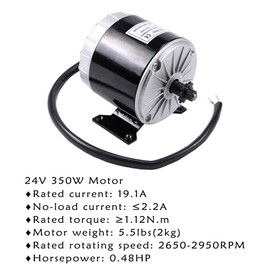 REBEKAMODS 24V Electric Scooter Motor 350W Brushed Electric Motor Compatible with E Scooter Drive Speed Control, Come with Speed Controller & Twist Throttle Grips