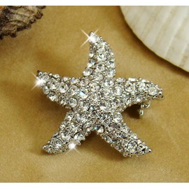 Starfish Crystal CZ Brooch Pin