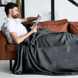 Gräfenstayn® Cuddly Blanket, Fluffy & Super Soft, High-Quality Fleece Blanket, Also Suitable as a Blanket, Bedspread, Sofa Blanket & Summer Blanket, Throw Blanket Sofa and Couch (Anthracite, 150 x 130