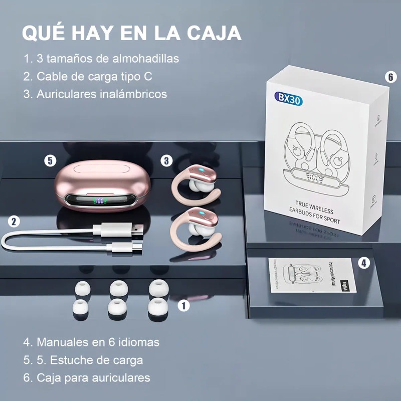 Mertto Auriculares Deportivos Inalmbricos Bluetooth Anc De 75 Horas,650 Mah,