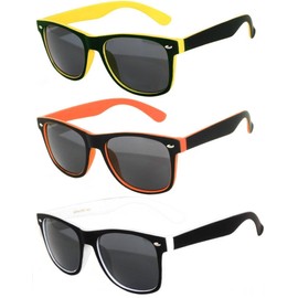 3 Pack TwoTone Vintage Sunglasses Smoke Lens Orange, White, Yellow Frame