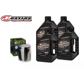 Maxima 20W50 Synthetic Blend Oil Change Kit Chrome Filter Harley Twin Cam 99-17