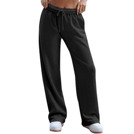 HeSaYep Sweatpants Women Baggy Wide Leg Sweatpants Straight Leg Trousers Drawstring Elastic Waist Joggers Low Rise Active Sweat Pants Black XL