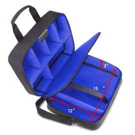 USA Gear Projector Carrying Case, Customizable Scratch Resistant Interior, HDMI Projector Bag Compatible with Epson Projector, Benq Projector and More Bluetooth Projector (15 x 12 x 3 inches) - Blue