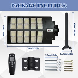 UNDADE 3200W Solar Street Lights Outdoor, 320000LM Solar Parking Lot Lights-6500K Dusk to Dawn Solar Street Light with Remote Control Motion Sensor Solar Led Lamp for Street,Yard,Playground