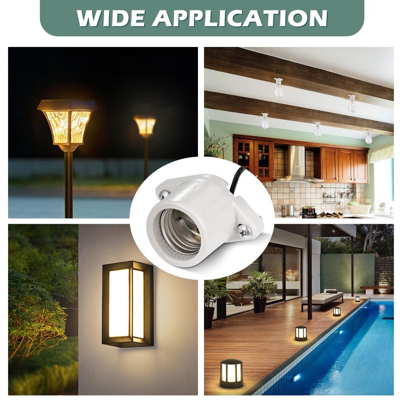 Surface Mount Light Socket,E26 Medium Screw Porcelain Bulb Socket,Cleat Lamp