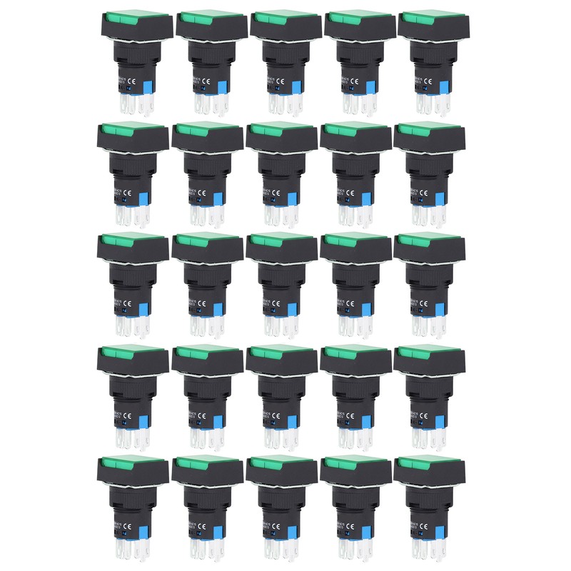 25Pcs Squares Push Button Switch ABS Brass Self Locking with