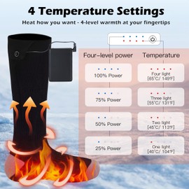 AiQiKang Heated Socks for Men - Rechargeable Electric Thermal Winter Socks with 4 Heat Settings, Battery-Powered Warm Ski Socks for Cold Weather, Hiking, Snow - Outdoor Winter Accessories