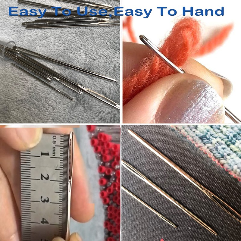 ORRDICE Large-Eye Blunt Needles, Stainless Steel Yarn Knitting Needles, Sewing
