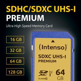 Intenso Premium SDXC UHS-1 128GB Class 10 Memory Card Blue