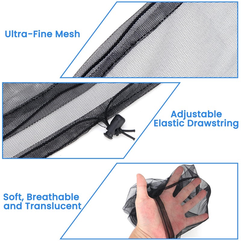2 Pack GuoluvSoo Mosquito Head Nets with Drawstring, Premium Bug