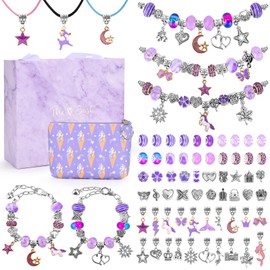 Sarsumir Bracelets Make Your Own Children, DIY Jewellery Making Set Bracelet Craft Set Crafts Girls Bracelet Making Kit from 4-12 Years, Purple
