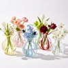 6-Piece 4.5" Ruffled Ribbon Small Vases for Flowers Hand-Blown Glass