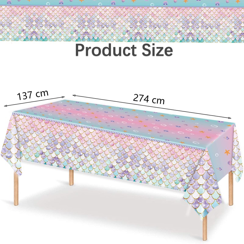 GHKJOK 2 Pack Mermaid Scale Tablecloths with 20 Napkins –