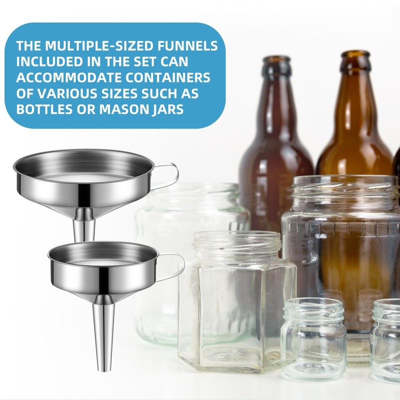Baderke 17 pcs Stainless Steel Funnel Set Wide Mouth Canning