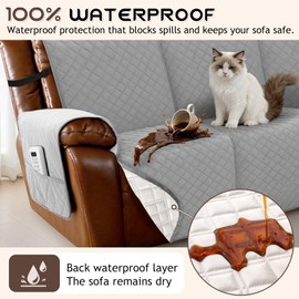 Arfntevss Waterproof Recliner Sectional Couch Covers for Reclining Sectional L Shape Sofa Cover Non Slip Washable Recliner L Shaped Slipcover Sets for Dog Furniture Protector (5 Seater, Silvery Gray)