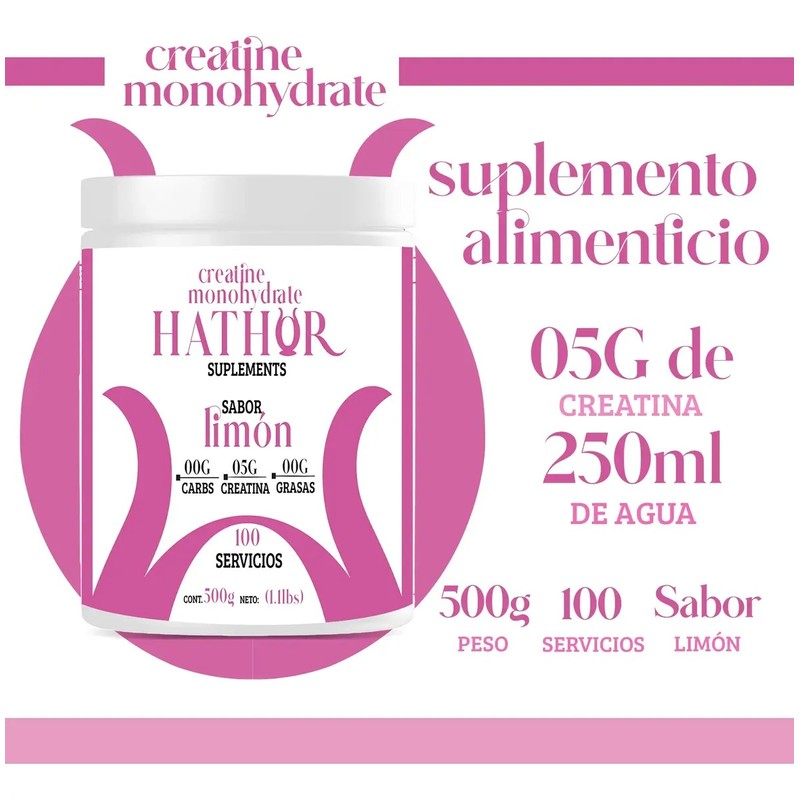 Creatina Monohidratada 500g Hathor En Polvo Varios Sabores