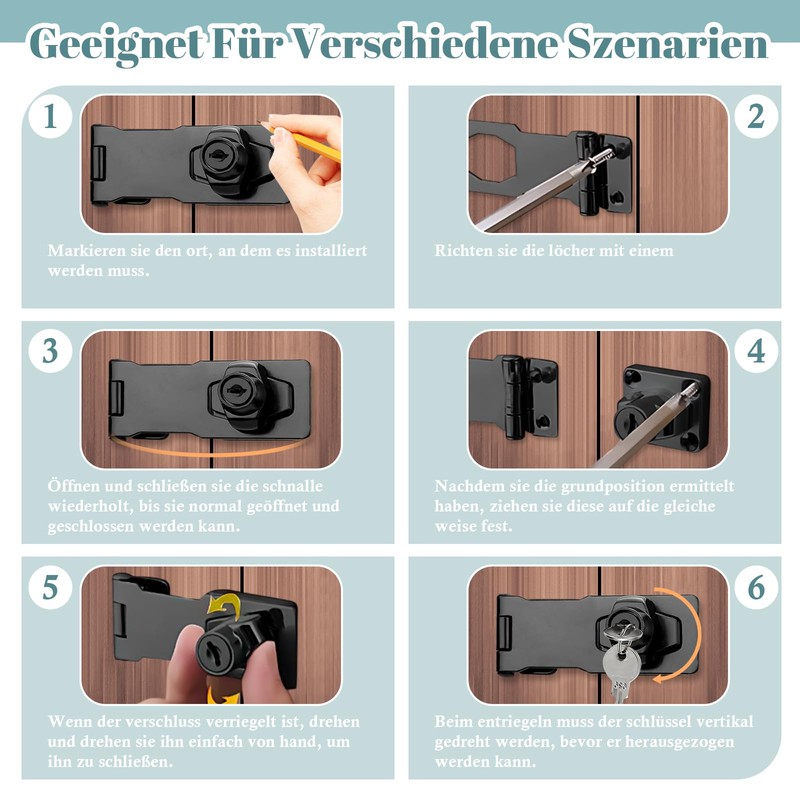 3 Lockable Security Locks, 4.76 Inch Zinc Alloy Door Bolt