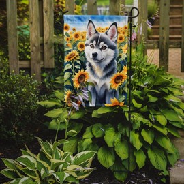 Caroline's Treasures DAC6004GF Alaskan Klee Kai in Sunflowers Garden Flag Mailbox Flag Decorative Yard Flag Banner Outside Patio Artwork Yard Flower Beds, Garden Size, Multicolor