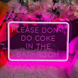 Neon Sign Please Dont Do Coke in The Bathroom For Wall Decor 3D Art Carving Design Indoor Bedroom Led Neon Signs Backdrop Flex Christmas Party Wedding Living Room Birthday Gift(Pink,USB,30×20CM)