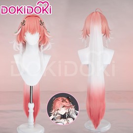 KIRA KIRA Changli Wig Game Wuthering Waves Chang Li 100cm Long Straight Pink White Gradient Hair Cosplay Party Wig for Women Men