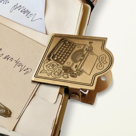 ANATTASOUL Vintage Typewriter & Rose Travel Journal Clip for DIY Use