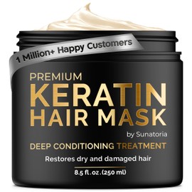 SUNATORIA SUNATORIA Keratin Hair Mask - Professional Treatment for Hair Repair, Nourishment & Beauty - Hair Mask for All Hair Types (Gold)