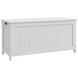 HOMCOM Storage Chest, Wooden Box with 2 Safety Hinges and Cut-out Handles, Modern Storage Trunk for Living Room, Entryway, 39.4" x 15.7" x 18.9", White