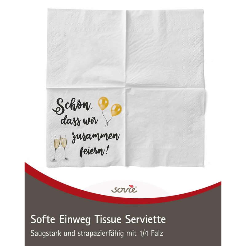 Sovie HORECA serwetki Schön, dass wir zusammen feiern/Champagner | kieliszek