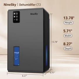 NineSky 1000 Sq. Ft Dehumidifier 95oz Medium to Large Room For Home Basements Office LED