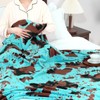cow print Fleece Turquoise Blue Blanket Kids Teal Fuzzy Throw