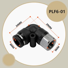 Bwintech PLF6-01 Quick Release Air Line Adapter 6 mm Hose AD x 1/8 Inch Female Thread BSP Elbow Push to Connect Pneumatic Fitting, Pack of 10