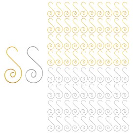allydrew Christmas Tree Ornament Hooks, S-Shaped Swirl Hooks for Hanging Decorations (Pack of 80), Silver & Gold