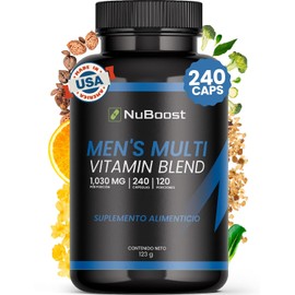 Nuboost Multivitaminico Hombre con Vitamina A, C, E, D3, K, Complejo B, Antioxidantes y Minerales - 980 mg 240 cpsulas - Mens Blend - Vitaminas para  