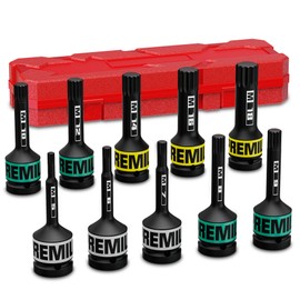 1/2" Drive Impact XZN Bit Socket Set, 10 Piece Impact XZN Triple Square Bit Socket Set, M5 - M18, Cr-Mo Steel, for Fastener Replacement