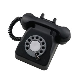 TAODAN Teléfono clásico de imitación negro 1/12 miniatura para casa de muñecas, accesorios de decoración