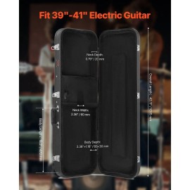 Electric Guitar Hard Case Lock Latch Keys Handle 43.11 Rectangular PVC Padding Soft Lining Musical Instrument ProtectionApplicable Guitar Type: Electric Guitar, Material: Plywood