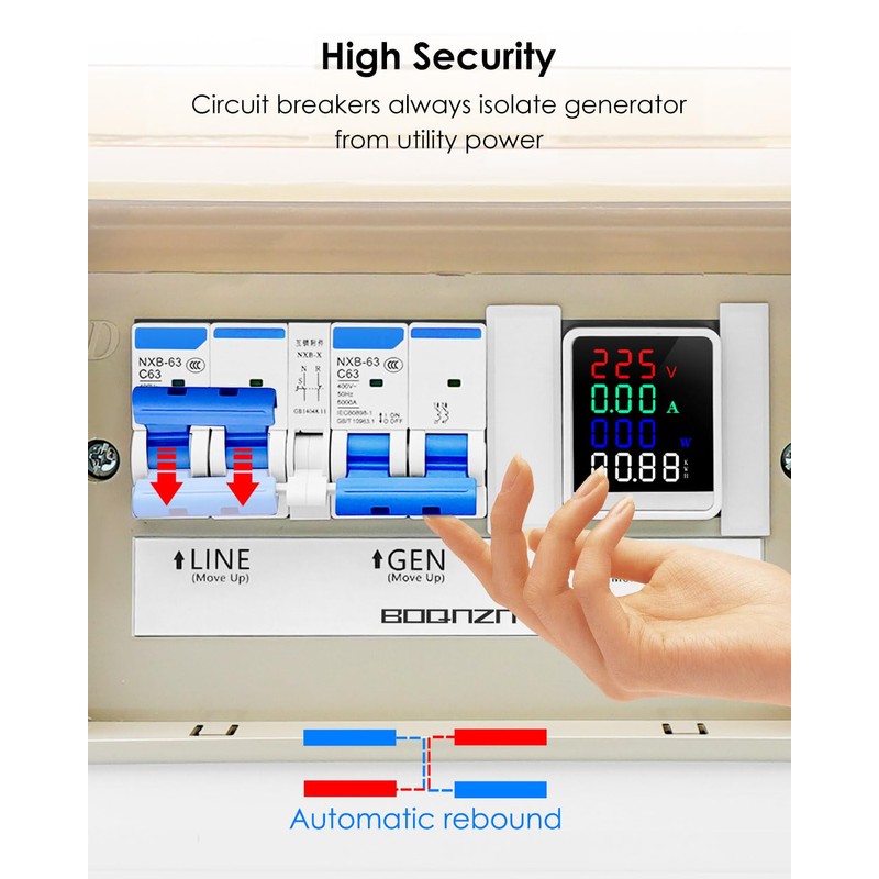 BOQNZN 240V 60A Generator Transfer Switch, Prewired Transfer Panel with