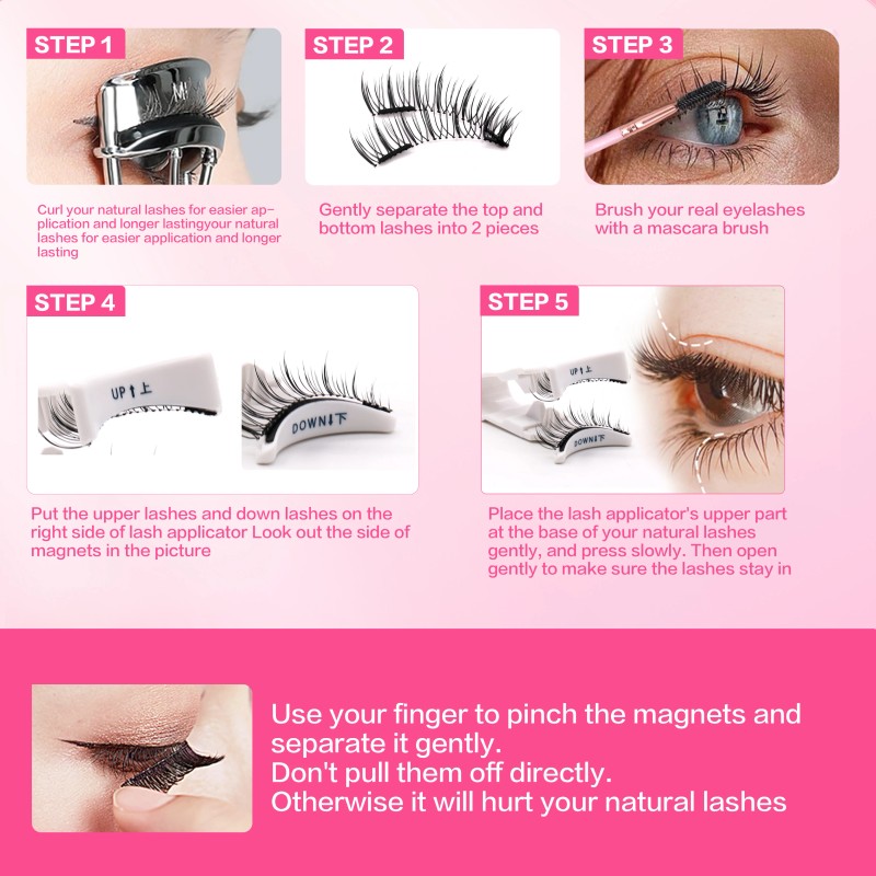 Professionally Manufactured Magnetic Eyelashes Wispy Look No Glue Needed Reusable